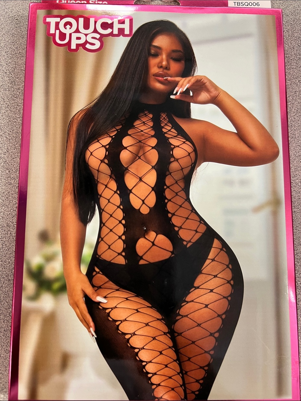 Touch Ups Black Lace-Up Fishnet Bodysuit with Cutouts